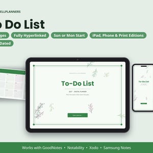 2027 Digital To-Do List, Tablet To-Do List PDF, Hyperlinked Planner, Today, Tasks, Tablet Planner imagen 1