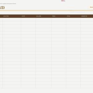 May include: A digital fuel log planner page titled Fuel Log (1/3) with columns for date, location, state, gallons, price, total, and odometer. The right side features a vertical navigation tab menu with labels including Index, Year, Jan through Dec, Loads, Fuel, IFTA, Hours, Per Diem, Maintenance, Expenses, and Notes.