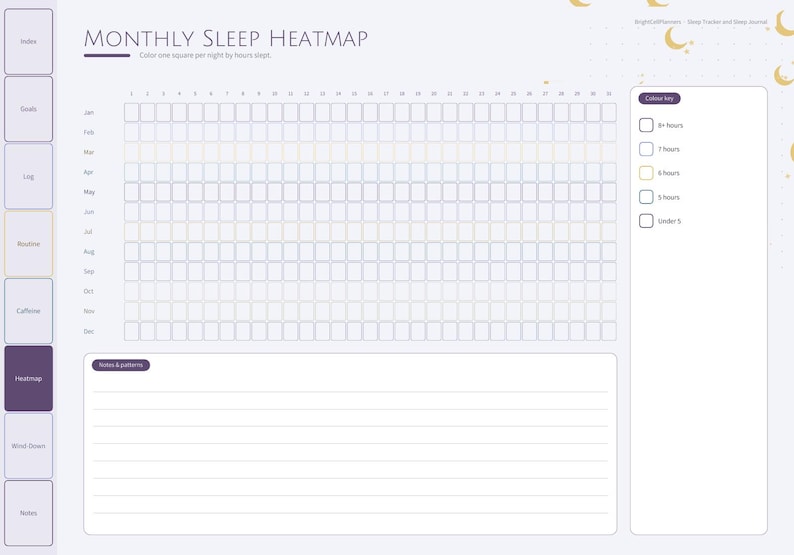 Sleep Tracker Digital Journal for Goodnotes, Sleep Log, Bedtime Routine ...