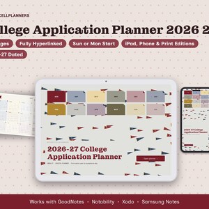 2026-27 College Application Planner Digital, Senior Year Planner, College List, Essay Drafts, Scholarship Tracker image 1