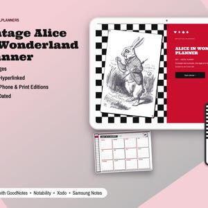 2027 Alice in Wonderland Digital Planner, 5 Color Themes, Vintage Tenniel Art, Hyperlinked Planner, Gift for Book Lovers