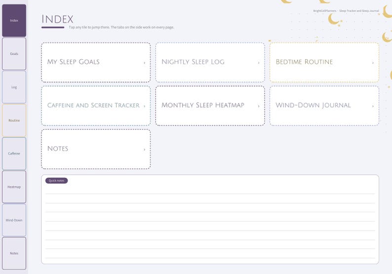 Sleep Tracker Digital Journal for Goodnotes, Sleep Log, Bedtime Routine ...