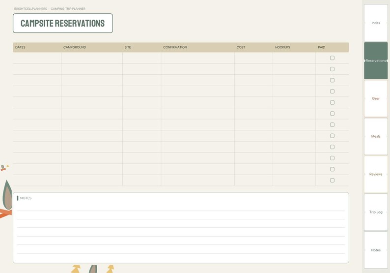 Camping Planner Digital, Campsite Reservations, Camping Gear Checklist, Camp Meal Plan, Campground Reviews, Trip Log bild 3