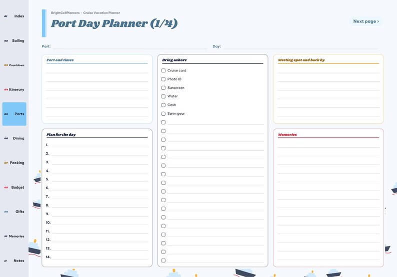 Cruise Vacation Planner Digital, Cruise Packing List, Port Day Planner, Cruise Countdown, Itinerary, Budget, Family Vacation image 6