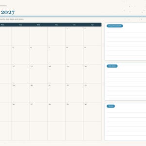 May include: A digital planner page for January 2027 featuring a monthly calendar grid, a section for appointments and plans, and a sidebar with tabs for Index, Year, Setup, Dashboard, months, Resolutions, Check-in, Reflect, and Notes.