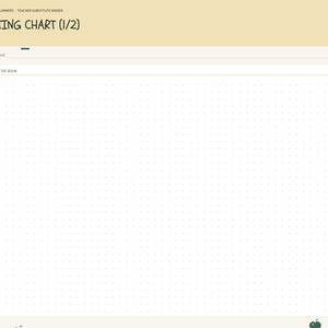 May include: A digital seating chart planner page with a cream background and a border featuring small red and green apple illustrations. The header reads SEATING CHART (1/2) and includes a field for Class or period and Front of the room.