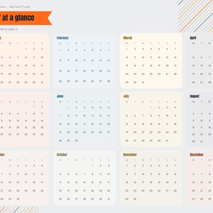 May include: A digital 2027 at a glance calendar planner with a sidebar navigation menu. The layout features twelve monthly grids with individual month names, days of the week, and numerical dates. The interface includes an orange header.