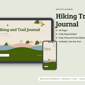 Hiking Journal Digital, Trail Log, Elevation and Mileage Tracker, Peak Bagging List, Gear Checklist, Park Passport image 1