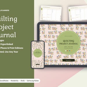 Quilting Journal Digital, Quilt Project Planner, Fabric Stash Inventory, Quilt Block Library, Cutting Charts, Gift Log image 1