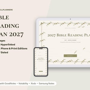 2027 Bible Reading Plan Digital, One Year Chronological Bible Reading Checklist, Daily Reflection Journal, Verse Memory, Prayer List image 1