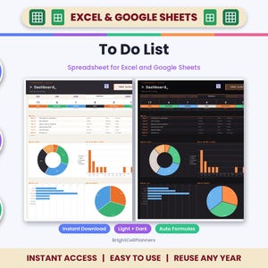 To Do List Spreadsheet for Excel & Google Sheets - Daily Task Planner image 1