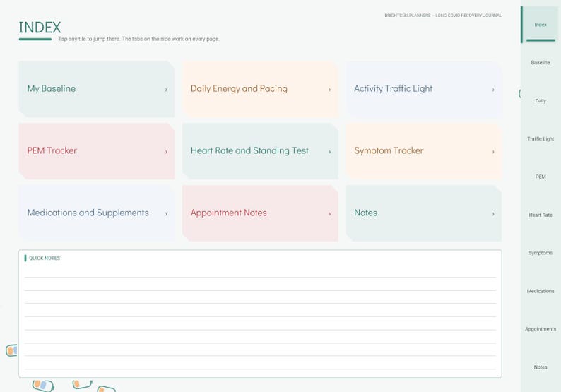 Long COVID Journal Digital, Pacing Planner, Energy Envelope, PEM Tracker, Symptom Log, Heart Rate, Brain Fog Tracker image 3