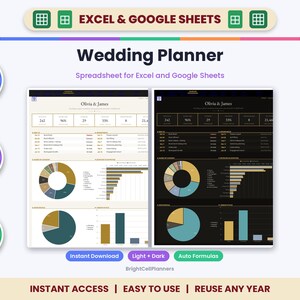 Wedding Planner Spreadsheet for Excel & Google Sheets - Guest List and Seating Chart image 1