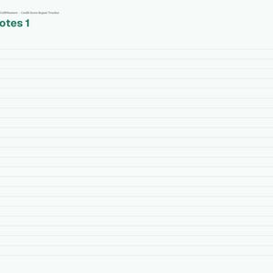 May include: A digital planner page titled Notes 1 from the BrightCallPlanners Credit Score Repair Tracker. The layout features a left sidebar with navigation tabs for Index, Goals, Reports, Disputes, Utilization, Payments, Score, and Notes.
