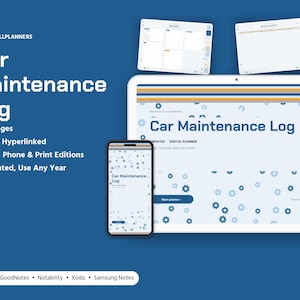 Car Maintenance Log Digital, Vehicle Service Record, Oil Change Tracker, Fuel Economy Log, Tire Rotation, Repair Costs image 1
