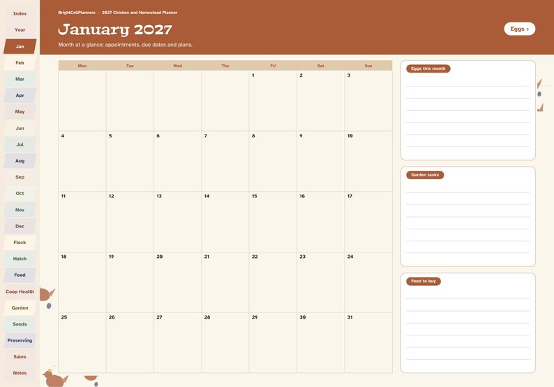 2027 Homestead Planner Digital, Chicken Keeping Log, Egg Production Tracker, Flock Records, Garden Planner, Feed Costs image 4