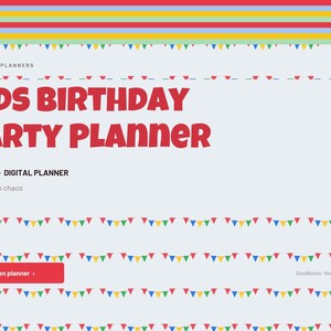 Kids Birthday Party Planner Digital for GoodNotes, Party Theme Board, Guest RSVP List, Party Budget, Timeline, Favor List, Gift Tracker