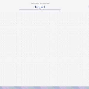 K&ouml;nnte beinhalten: Eine digitale Planerseite mit der &Uuml;berschrift Notes 1 und einem hellvioletten Punktraster-Hintergrund. Rechts befindet sich eine vertikale Navigationsleiste mit den Reitern Index, Setup, Rent Roll, Ledger, Payments, Tenants und Notes.