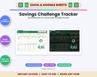 Planificador de ahorro de 52 semanas – Excel y Google Sheets (Descarga digital)