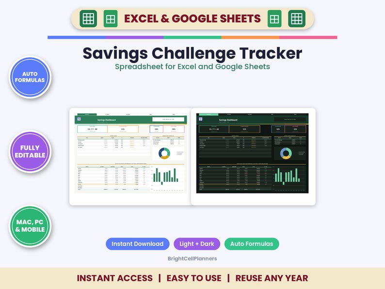 52-Week Savings Challenge Tracker – Excel & Google Sheets (Digital Download) image 1