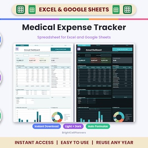 Hoja de cálculo para el seguimiento de gastos médicos en Excel y Google Sheets: costos de atención médica y panel de control plurianual. imagen 1