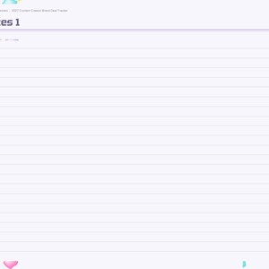May include: A digital planner page titled Notes 1 with a light purple background and horizontal lines. The left sidebar lists months from Jan to Dec, plus sections for Pitches, Pipeline, Briefs, Rates, Payments, and Notes, decorated with small pastel icons.