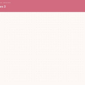May include: A digital planner page titled Notes 3 with a pink header and a cream-coloured dot grid background. The left sidebar features a vertical navigation menu with tabs for months and categories, including Index, Year, Setup, and various monthly labels.