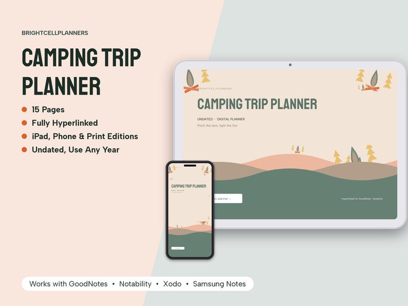 Camping Planner Digital, Campsite Reservations, Camping Gear Checklist, Camp Meal Plan, Campground Reviews, Trip Log bild 1
