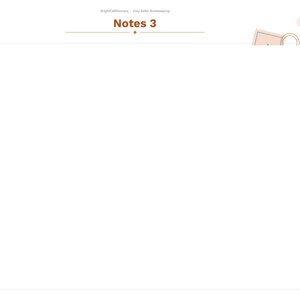 May include: A digital planner page titled Notes 3 with a large blank white rectangular area for writing. The right side features a vertical navigation menu with labels including Index, Year, Setup, months from Jan to Dec, Monthly, Annual, Orders, Expenses, and Notes.