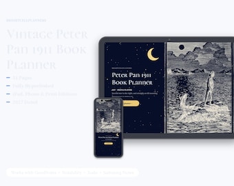 2027 Peter Pan Digital Planner, 1911 Peter and Wendy F.D. Bedford Illustrations, Hyperlinked Planner, Vintage Book Lover Gift