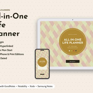 2027 Digital All-in-One Life Planner, Tablet All-in-One Life Planner PDF, Hyperlinked Planner, Weekly Calendar, Goal Planner imagen 1