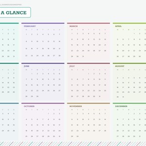 May include: A 2027 digital calendar planner page titled 2027 AT A GLANCE. It features twelve monthly grids with color-coded headers, a sidebar navigation menu with tabs for index, year, setup, months, income, expenses, mileage, and other financial categories.