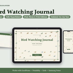Bird Watching Journal Digital, Birding Log Book, Bird Sighting Log, Life List, Field Sketch Pages, Migration Calendar image 1