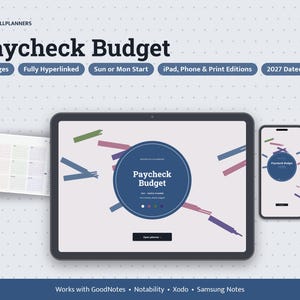 Digitaal salarisbudget 2027, salarisbudget voor tablet (pdf), planner met hyperlinks, salarisstroken, salarisplanner, terugkerend, schema afbeelding 1