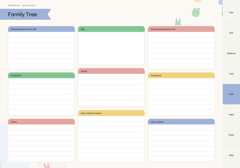 Digital Baby Memory Book, Baby Journal, Birth Story, Monthly Milestones, Baby Firsts, Family Tree, Letters to Baby bild 6