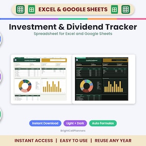 Hoja de cálculo para el seguimiento de dividendos en Excel y Google Sheets: seguimiento de cartera de acciones, rentabilidad sobre el coste, objetivo de ingresos por dividendos. imagen 1