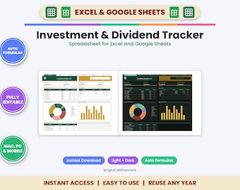 Arkusz kalkulacyjny do śledzenia dywidend dla programów Excel i Arkuszy Google – śledzenie portfela akcji, rentowność kosztu, cel dochodu z dywidendy