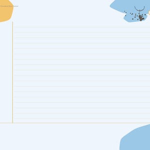 May include: A digital planner page titled Notes 1 with a light blue background, horizontal lines, and a vertical column on the left. The right side features a vertical navigation bar with colored tabs labeled Index, Year, Jan through Dec, and other categories. A small graphic of a hanging object is in the top right corner.