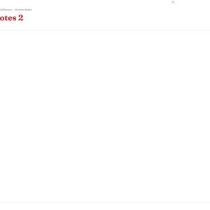 Peut inclure: Une page de planificateur num&eacute;rique intitul&eacute;e Notes 2 avec une barre lat&eacute;rale verticale rouge contenant des onglets pour Index, Year, Setup, Dashboard, les mois de Jan &agrave; Dec, Budget, Savings et Notes. Un grand espace blanc vide.