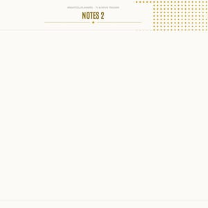 May include: A digital planner page titled NOTES 2 with a large blank central area. The top features the text BRIGHTCELLPLANNERS - TV & MOVIE TRACKER. A side navigation bar lists Index, Year, Setup, Dashboard, months from Jan to Dec, Watch Log, Progress, Watchlist, Subs, and Notes.