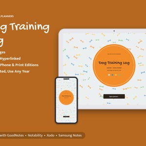 Dog Training Log Digital, Puppy Training Planner, Puppy Schedule, Command Progress Tracker, Potty Log, Socialization List image 1