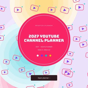 2027 YouTube Planner Digital for GoodNotes, Video Idea Bank, Script Outline, Filming Checklist, Upload Calendar, Analytics Tracker