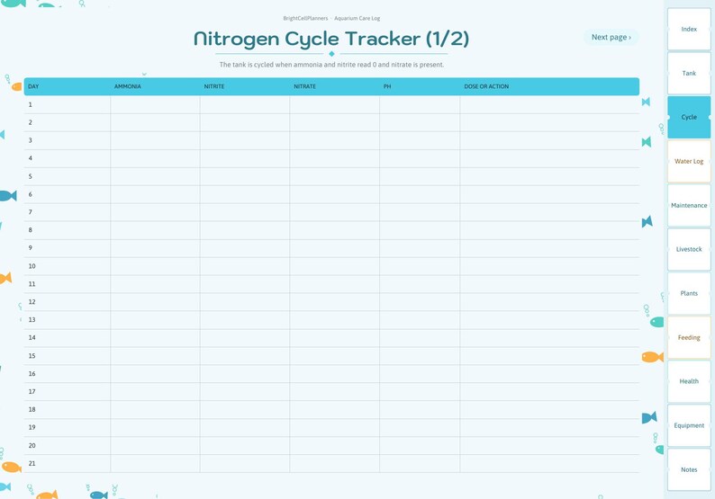 Aquarium Log Digital, Fish Tank Maintenance Tracker, Water Parameters Log, Water Change Schedule, Fish Inventory, Plants image 3