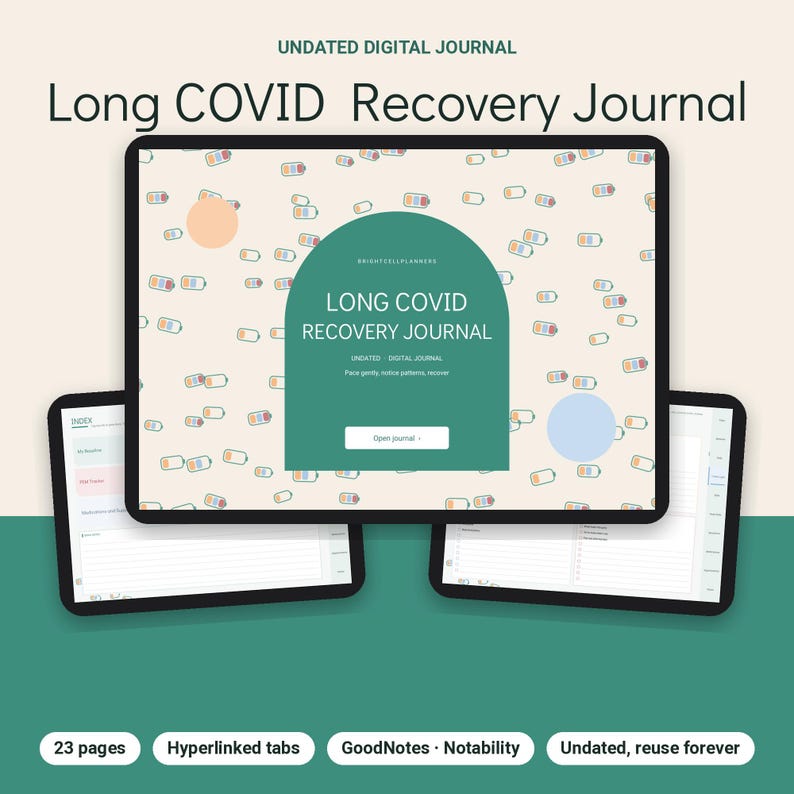 Long COVID Journal Digital, Pacing Planner, Energy Envelope, PEM Tracker, Symptom Log, Heart Rate, Brain Fog Tracker image 11