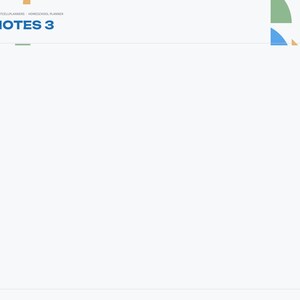 May include: A digital homeschool planner page titled NOTES 3 with a light blue sidebar containing navigation labels like Index, Setup, Calendar, Year Plan, Weekly, Daily, Hours, Curriculum, Reading, Trips, Portfolio, Rhythm, Budget, and Notes.