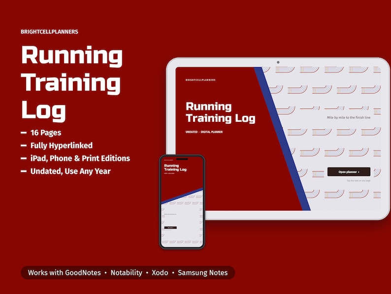 Running Log Digital, 16 Week Training Plan, Run Tracker, Race Calendar, Shoe Mileage Log, PR Tracker, Marathon Planner image 1