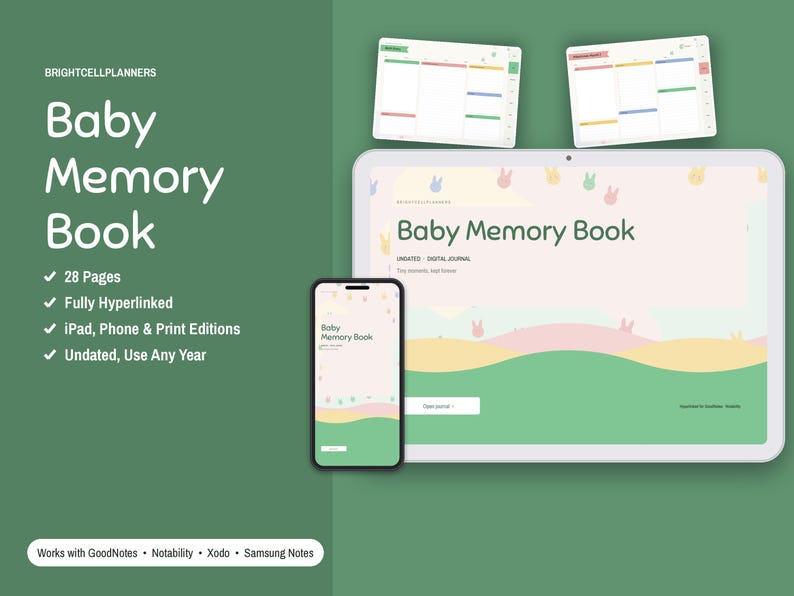 Digital Baby Memory Book, Baby Journal, Birth Story, Monthly Milestones, Baby Firsts, Family Tree, Letters to Baby bild 1