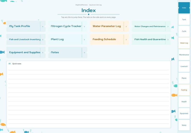 Aquarium Log Digital, Fish Tank Maintenance Tracker, Water Parameters Log, Water Change Schedule, Fish Inventory, Plants image 2