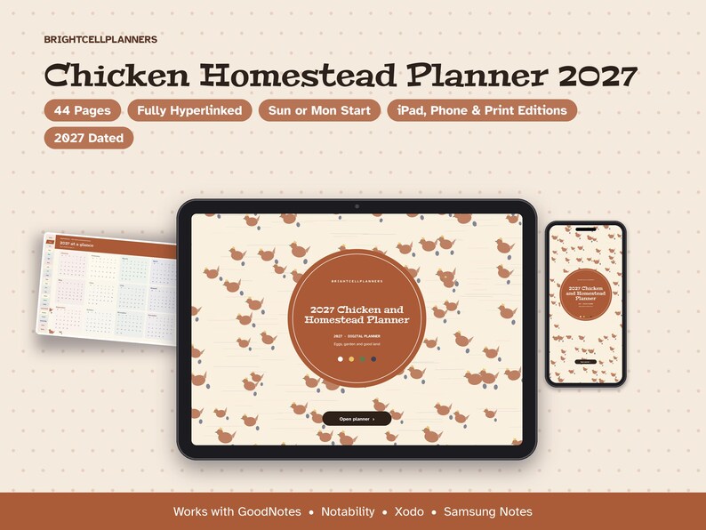 2027 Homestead Planner Digital, Chicken Keeping Log, Egg Production Tracker, Flock Records, Garden Planner, Feed Costs image 1