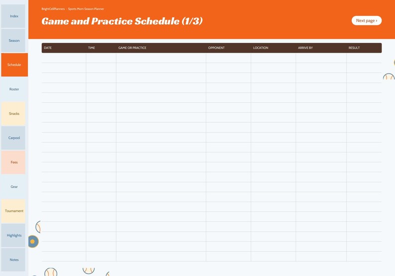 Planificador digital para mamás deportistas, calendario de la temporada, horario de refrigerios del equipo, seguimiento de viajes compartidos, lista de jugadores del equipo, cuotas, preparación para torneos. imagen 5